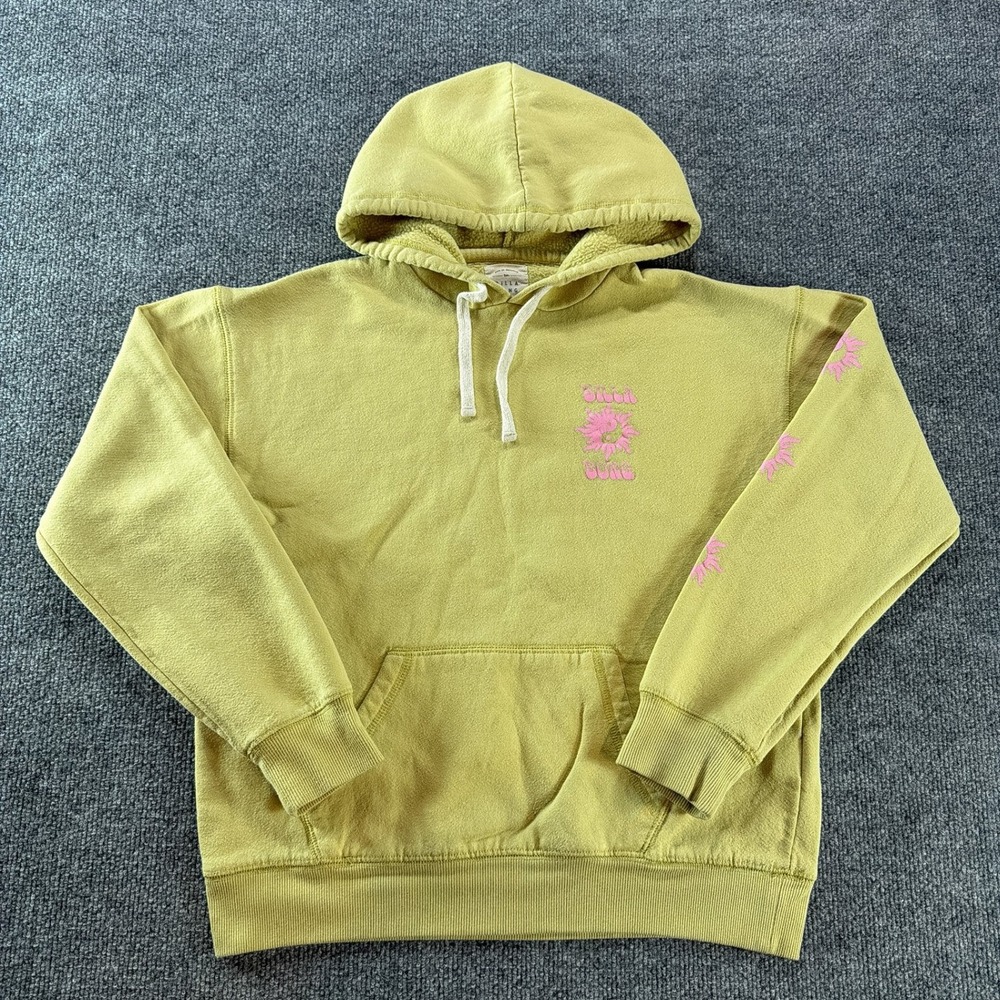 Billabong Womens Sun Yin Yang Hoodie Yellow Pink Sleeve Medium Surf Skate Casual